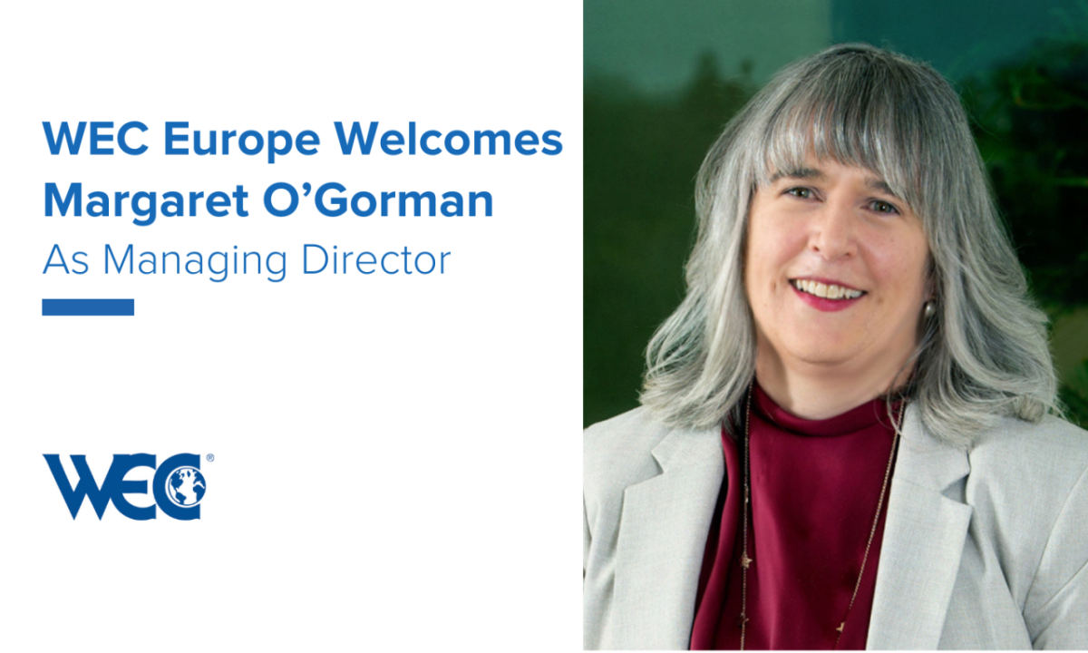 Text welcoming Margaret O'Gorman as Managing Director, with WEC logo and picture of Margaret O'Gorman