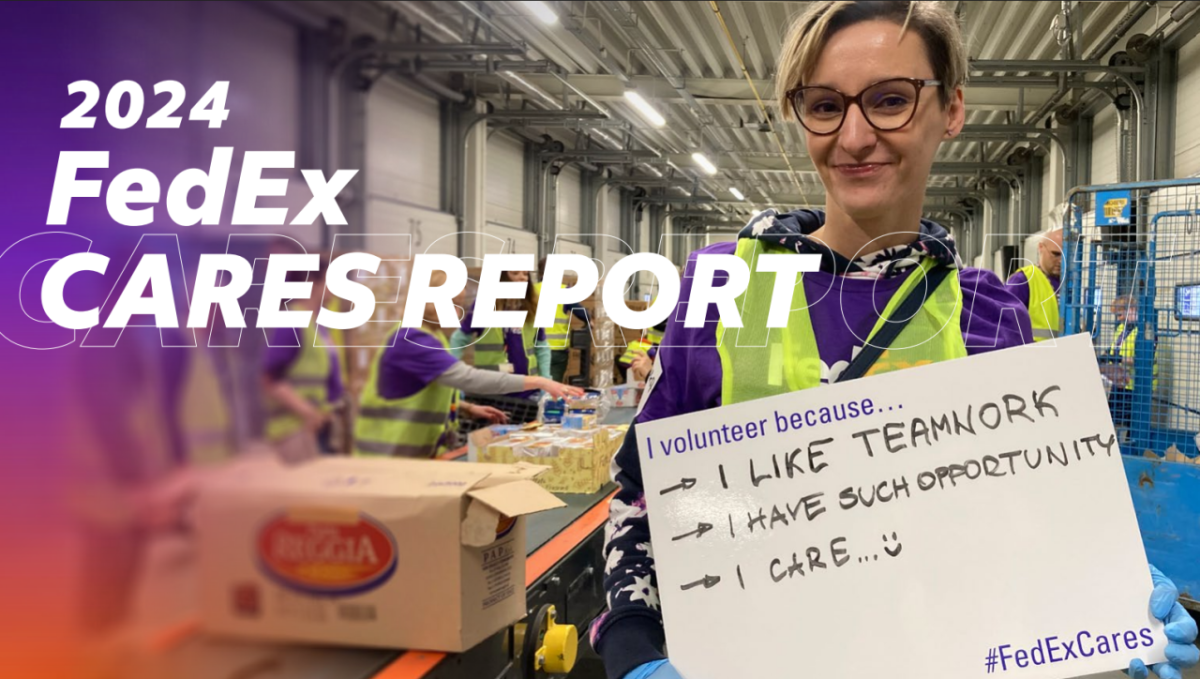 FedEx Cares Report cover with image of employee and why they volunteer