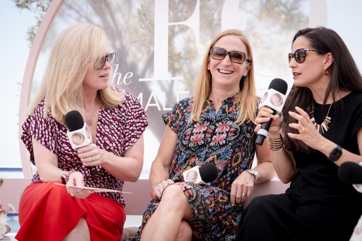 Fara shown at an Interview at Cannes with representatives from GoDaddy.