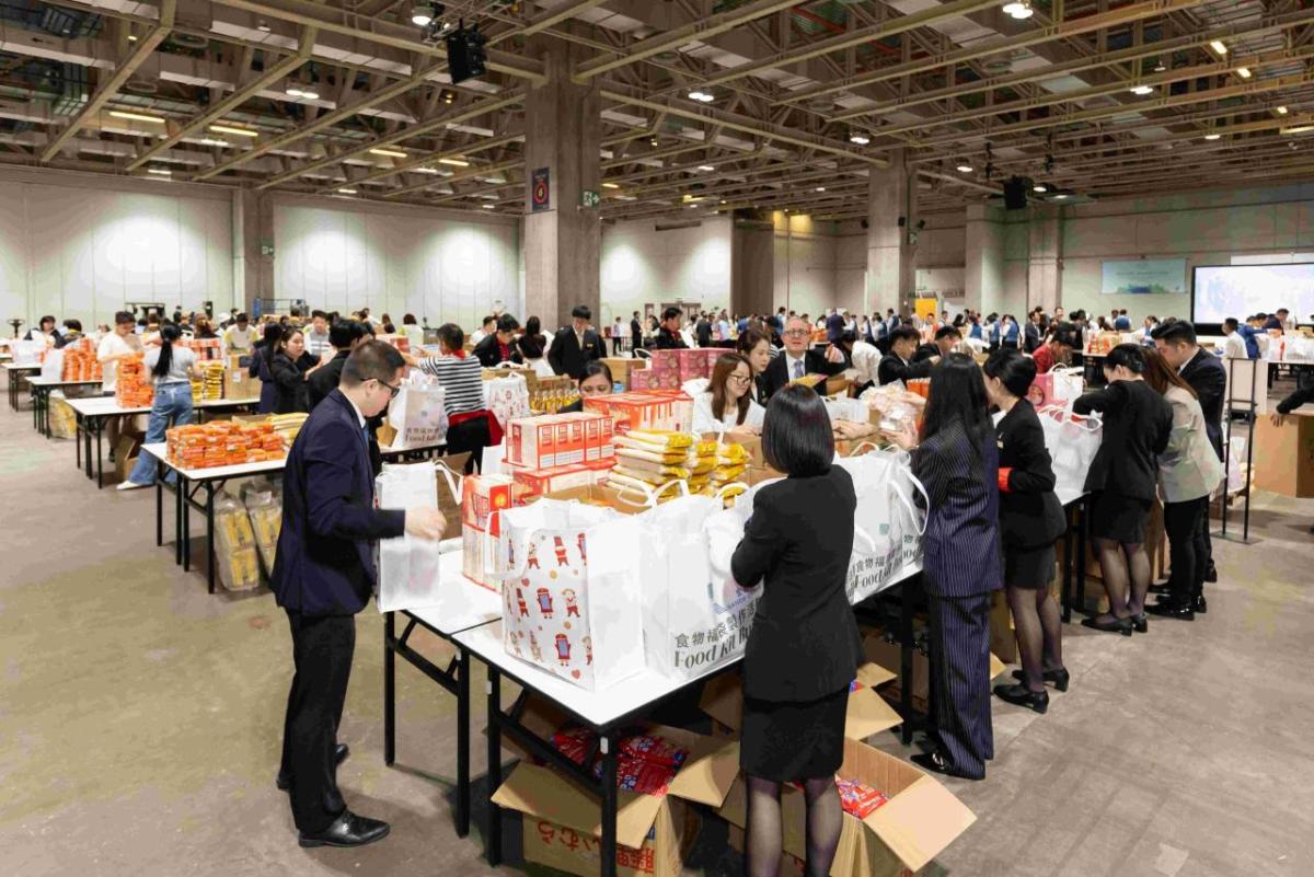 People packing food bags