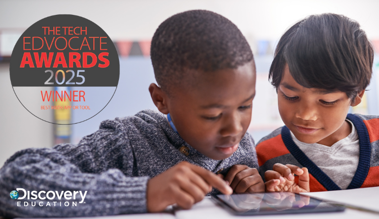 The Tech Edvocate Awards 2025 winner logo with two students