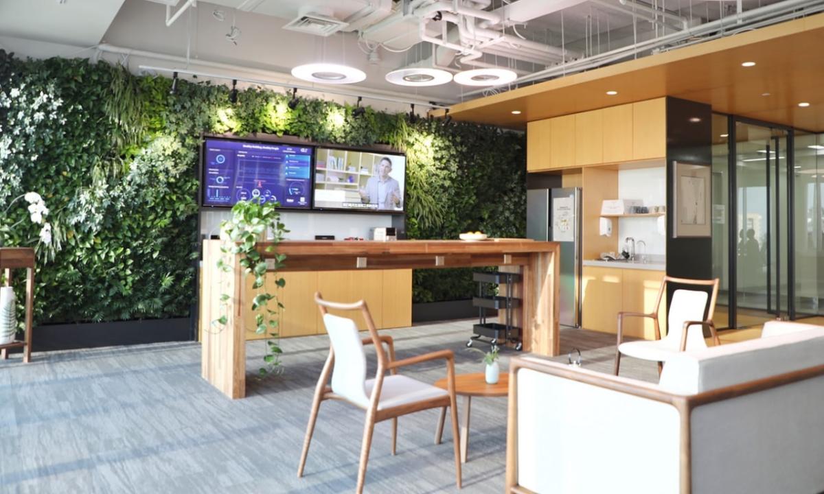 A test space in the Well Living Lab in Beijing, where sensors monitor the effects of small changes in lighting and temperature. Photograph: Delos