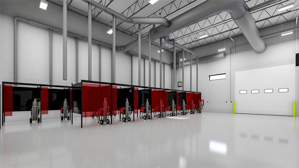 A rendering of a vocational training space