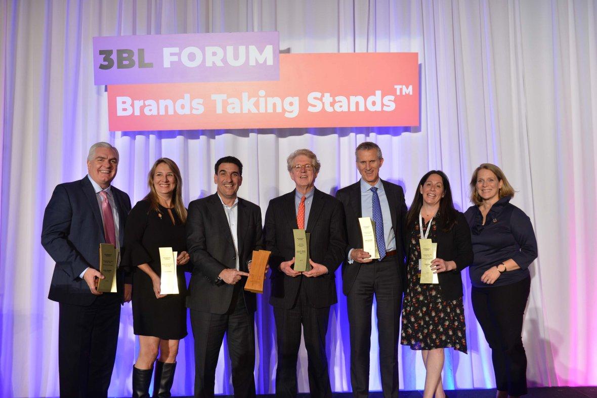 L-R: John Snyder, BCD Travel; Alexandra Garcia, World Central Kitchen; Mariano Lozano, Danone North America; Dan Amos, Aflac; Steve Rendle, VF Corporation; JC Lapierre, PwC; Shana Deane, 3BL Media.