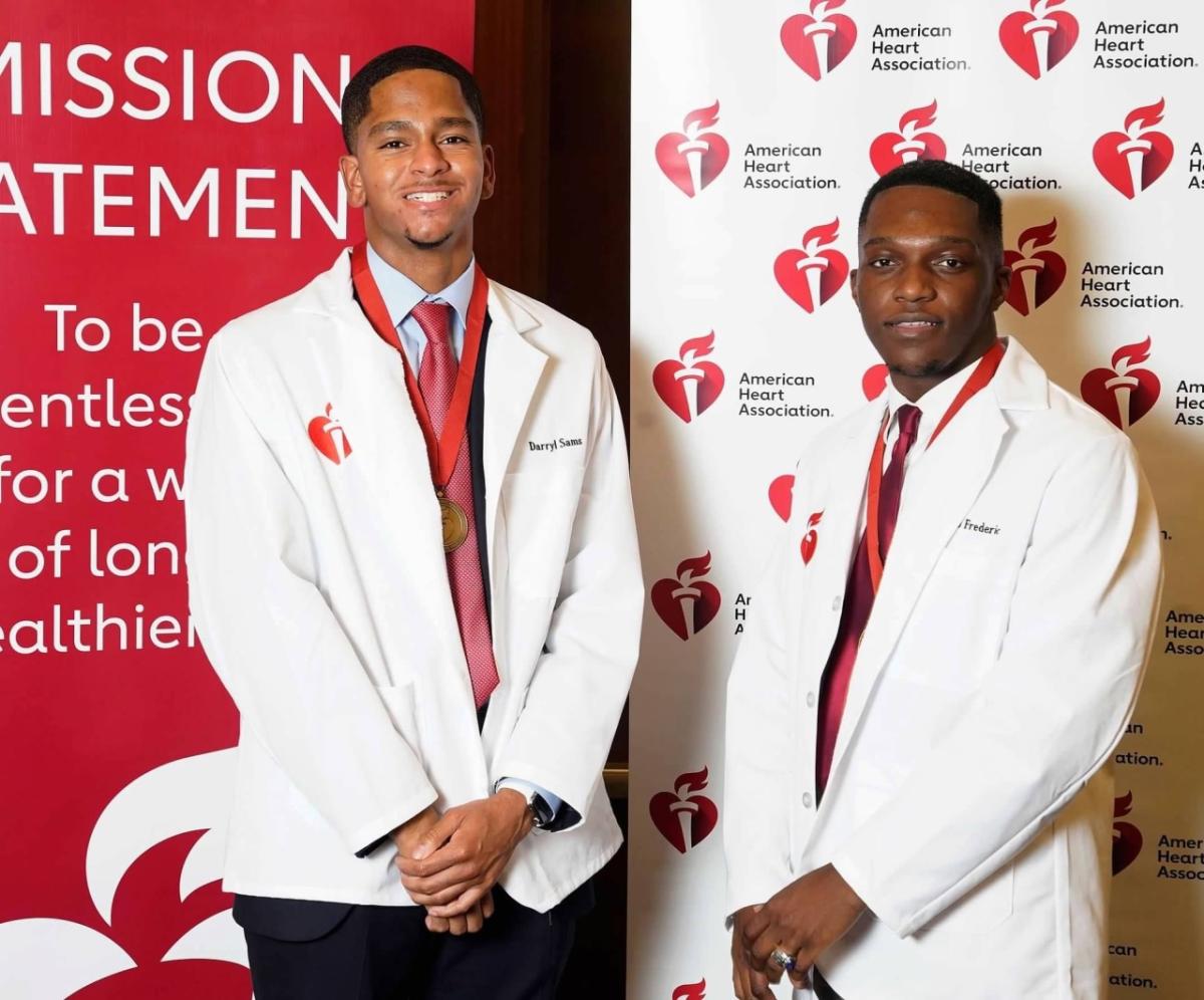 Darryl (left) pictured with classmate Alonzo Frederic, a junior biology major at Morehouse College 