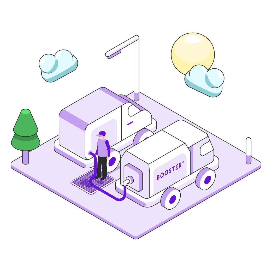 Mobile fueling results in less spillage than gas station fueling Purple Booster fuel tanker