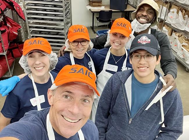 A group of volunteers taking a selfie 