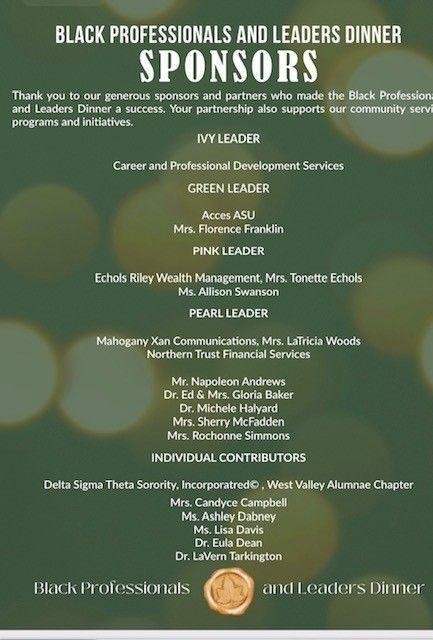 Black Professionals and Leaders Dinner Sponsors