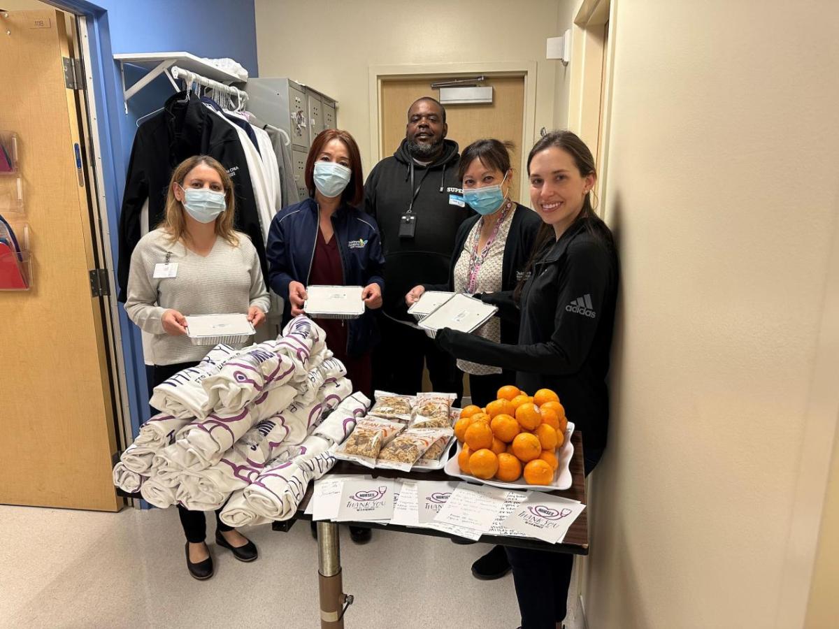 Nurses at Children's Hospital Los Angeles received shirts, fruit and granola provided by the LA Kings, SuperFd and Melissa’s Produce for National Nurses Week.