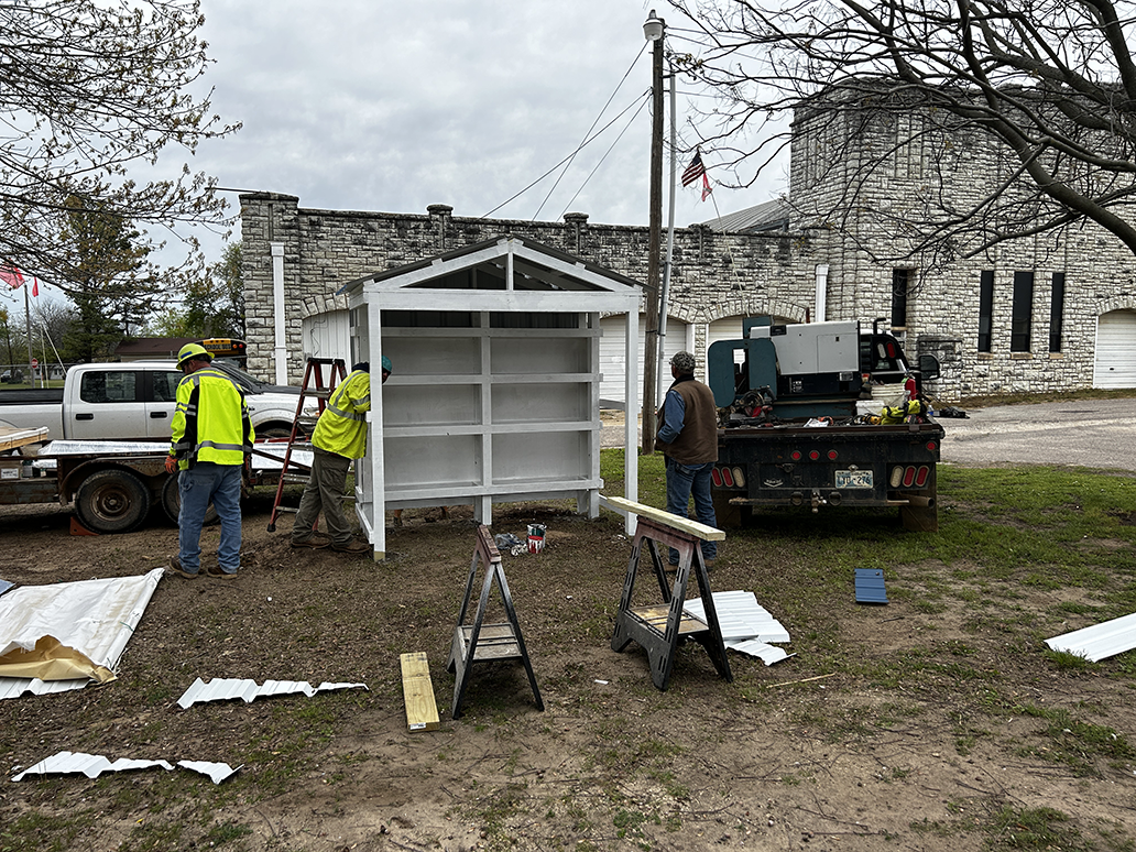 People building a structure 