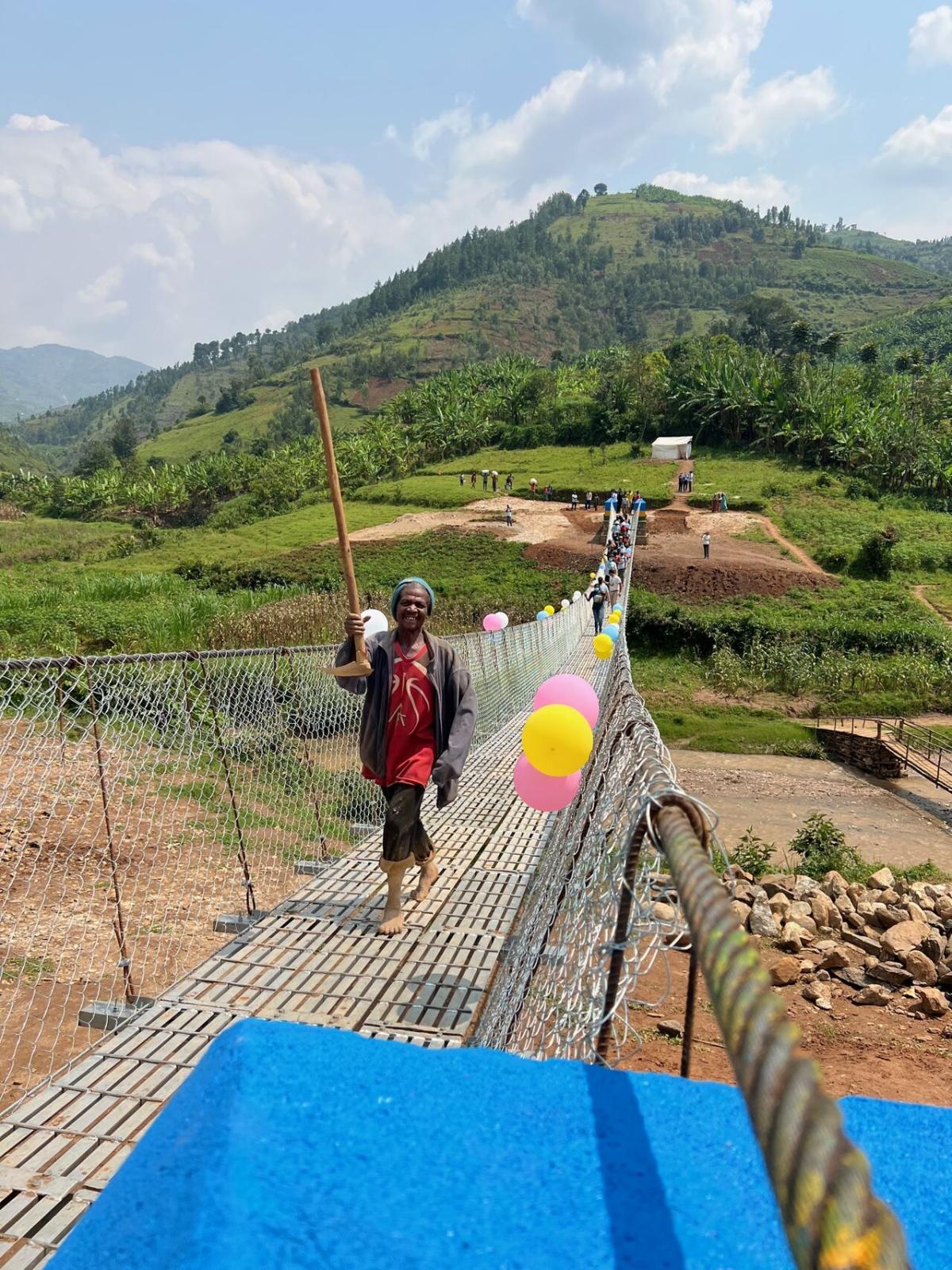 local using Kagarama Suspended Bridge in Rwanda