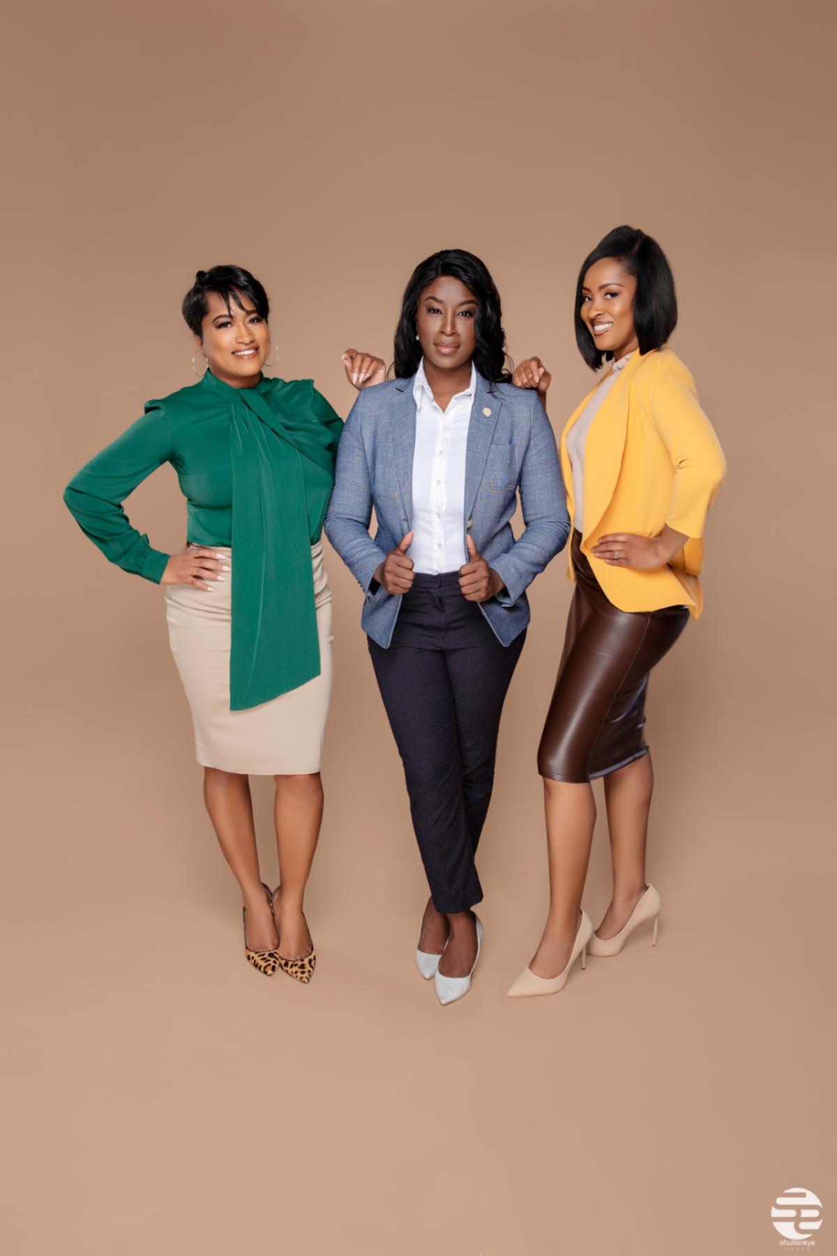 From left to right are Jamaica White, Charlynda Scales and Dabriah Rice. Three women standing together