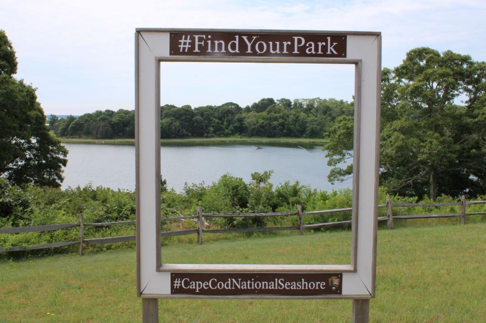 #FindYourPark picture frame for people to pose in Cape Cod National Seashore, Massachusetts, June 2019.MICHAEL GOLDSTEIN. Image courtesy of Forbes.