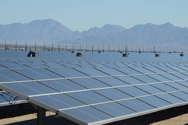 A solar power installation in California's Mojave Desert. Image credit: Department of Interior/Flickr