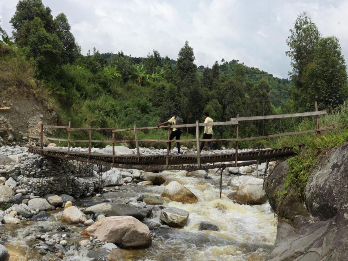 Morious and staff take difficult mountain paths to reach affected communities. 
