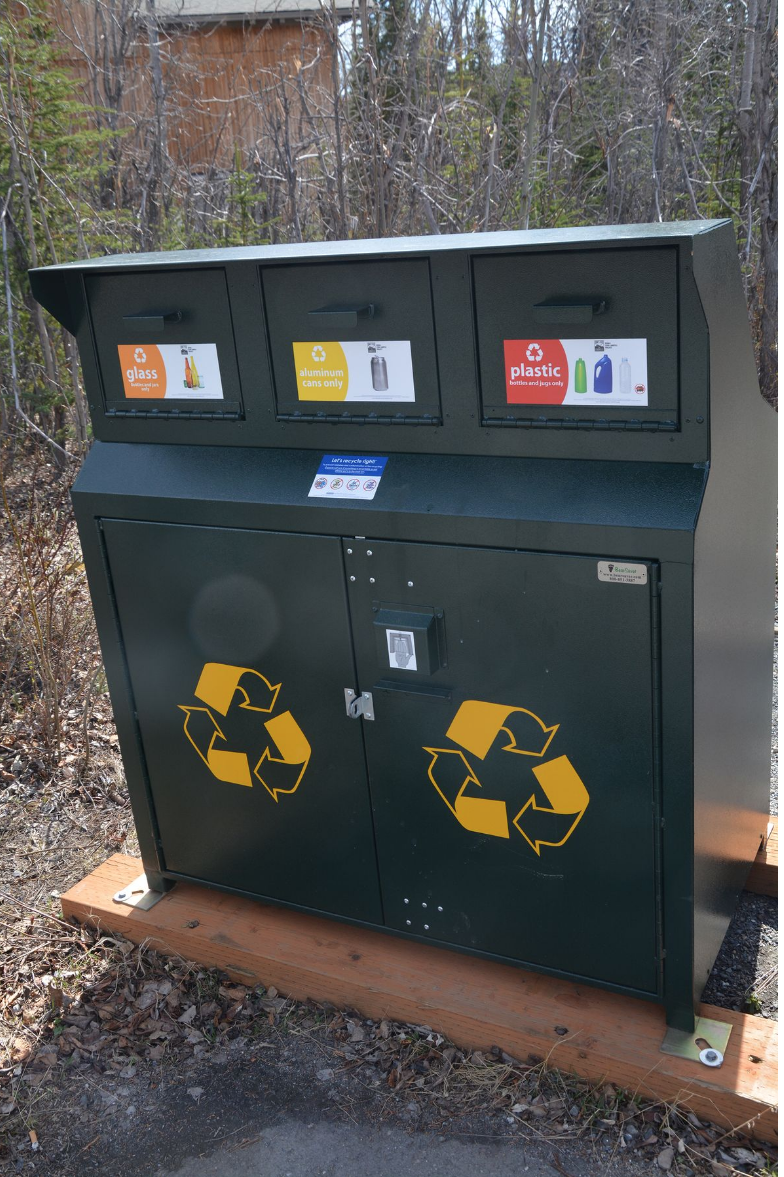 One of Denali National Park’s new triple-bin Bear Save recycling containers. (Katherine Belcher/NPS)