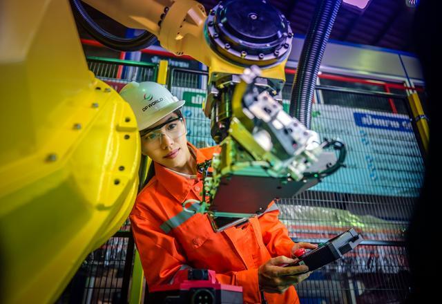 Person operating robotic machinery