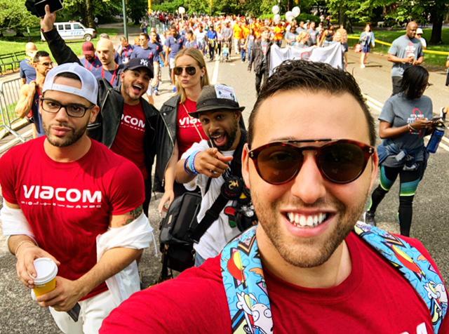 Team Viacom makes its way through New York City’s Central Park during the 2018 AIDS Walk.