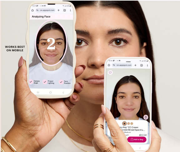 Person using Mary-Kay's foundation finder tool on their phone