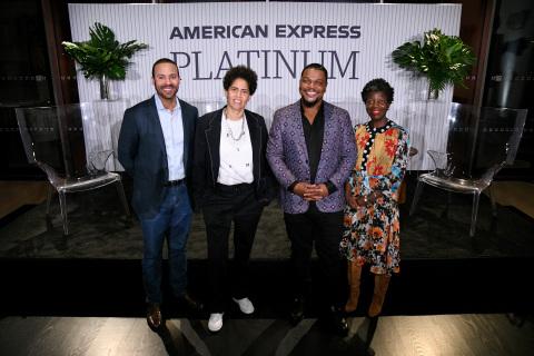 (L-R) Rafael Mason, Julie Mehretu, Kehinde Wiley and Thelma Golden (Photo: Getty Images for American Express)