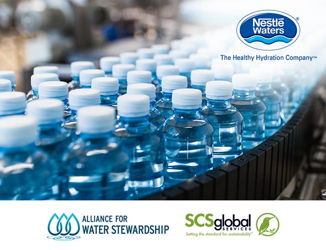 SCS Global Services certified Nestlé Waters North America to the Alliance for Water Stewardship Standard