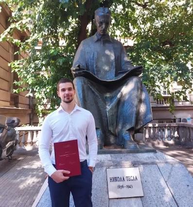 Aleksandar Stancov shown at his college graduation.