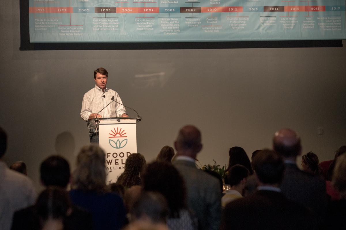Cox Enterprises COO Alex Taylor announces a $2M grant to Food Well Alliance from the James M. Cox Foundation