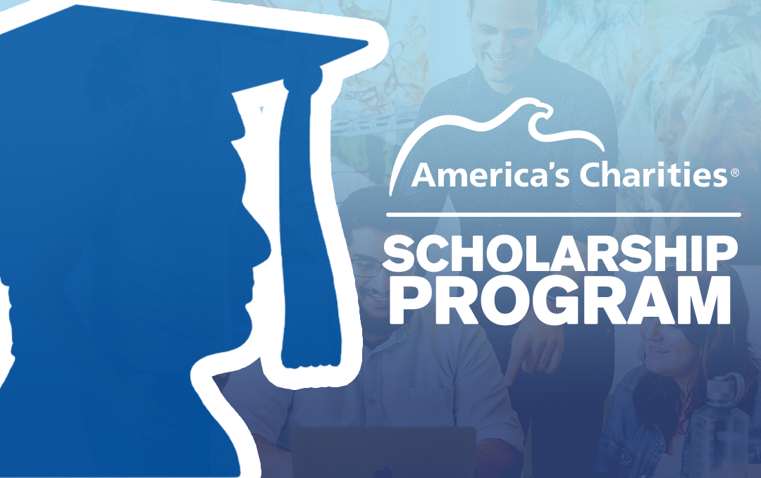 America Charities logo and "SCHOLARSHIP PROGRAM" with drawing of a person in a graduation cap
