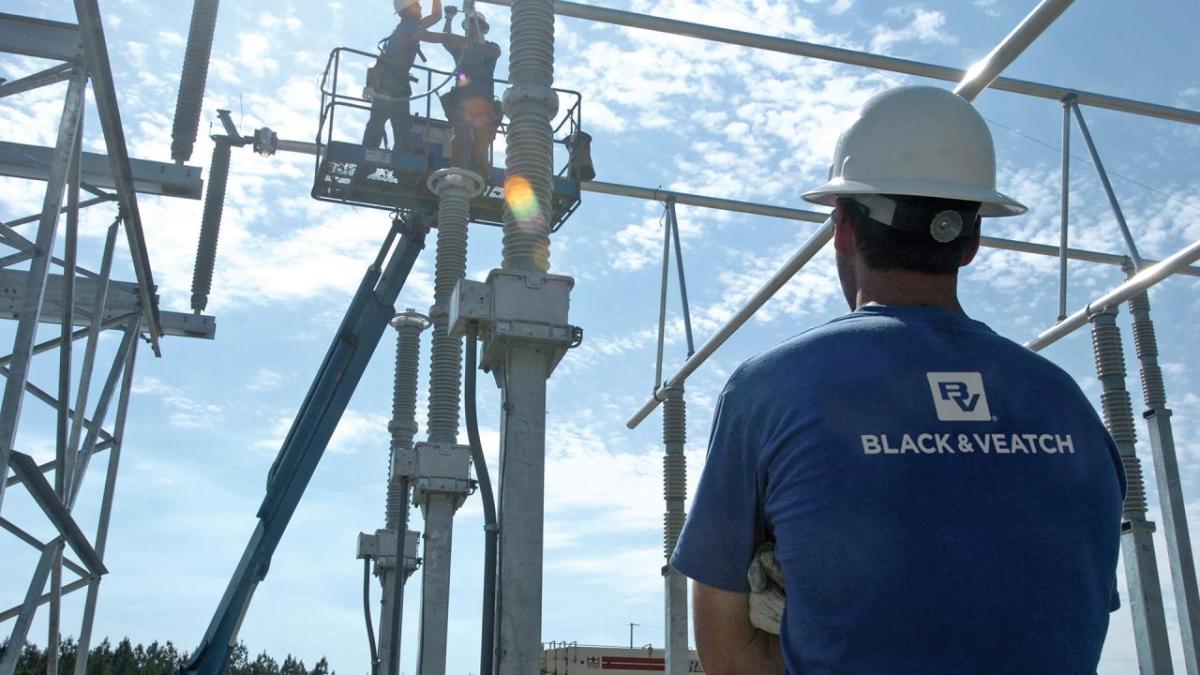 Black & Veatch construction worker shown on a worksite.