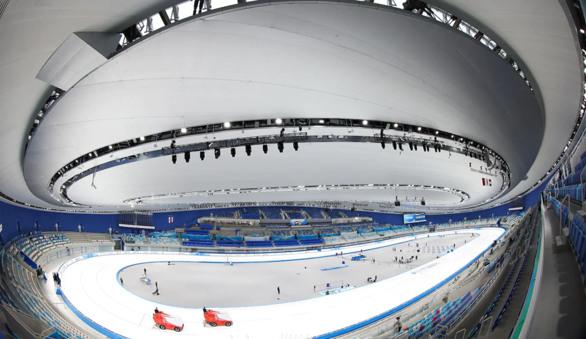 Fisheye view of ice rink