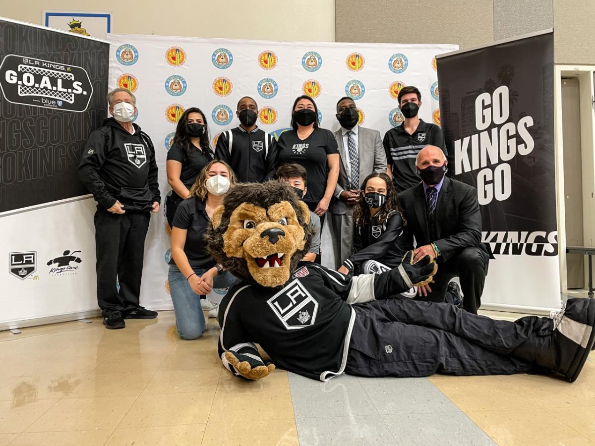 LA Kings representatives with mascot