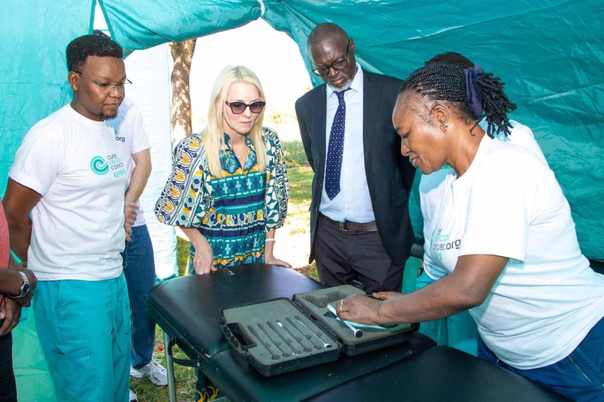 Photo: BMS Foundation President Catharine Grimes tours Cure Cervical Cancer Kenya's Mobile Health for Mamas Outreach