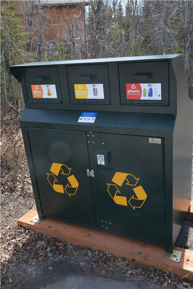 One of Denali National Park’s new triple-bin Bear Save recycling containers. (Katherine Belcher/NPS)