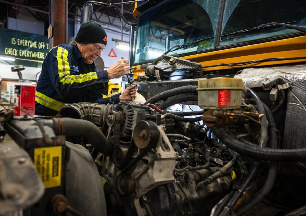 Man working in factory with diesel