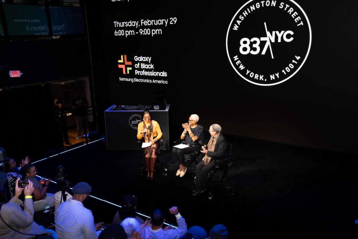 Samsung Galaxy of Black Professionals shown at a conference.