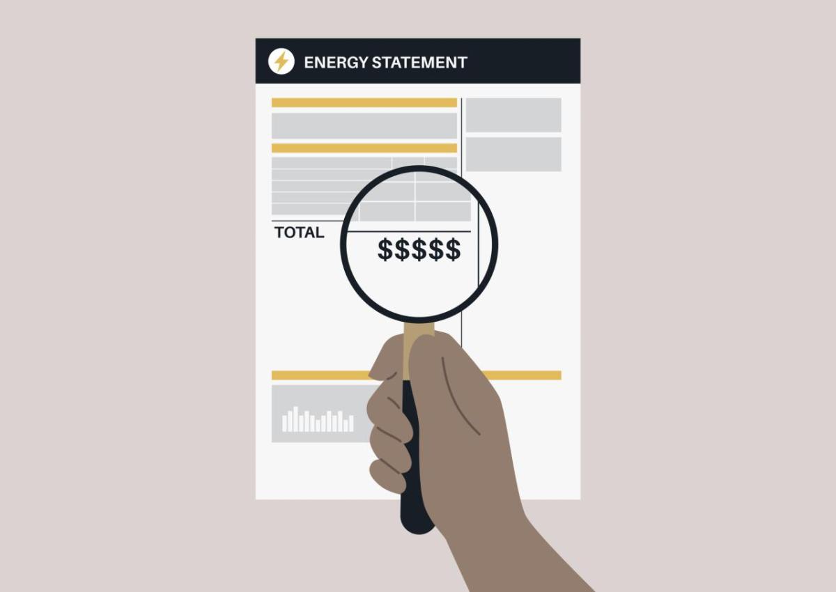 Consumer checking details of their energy bill