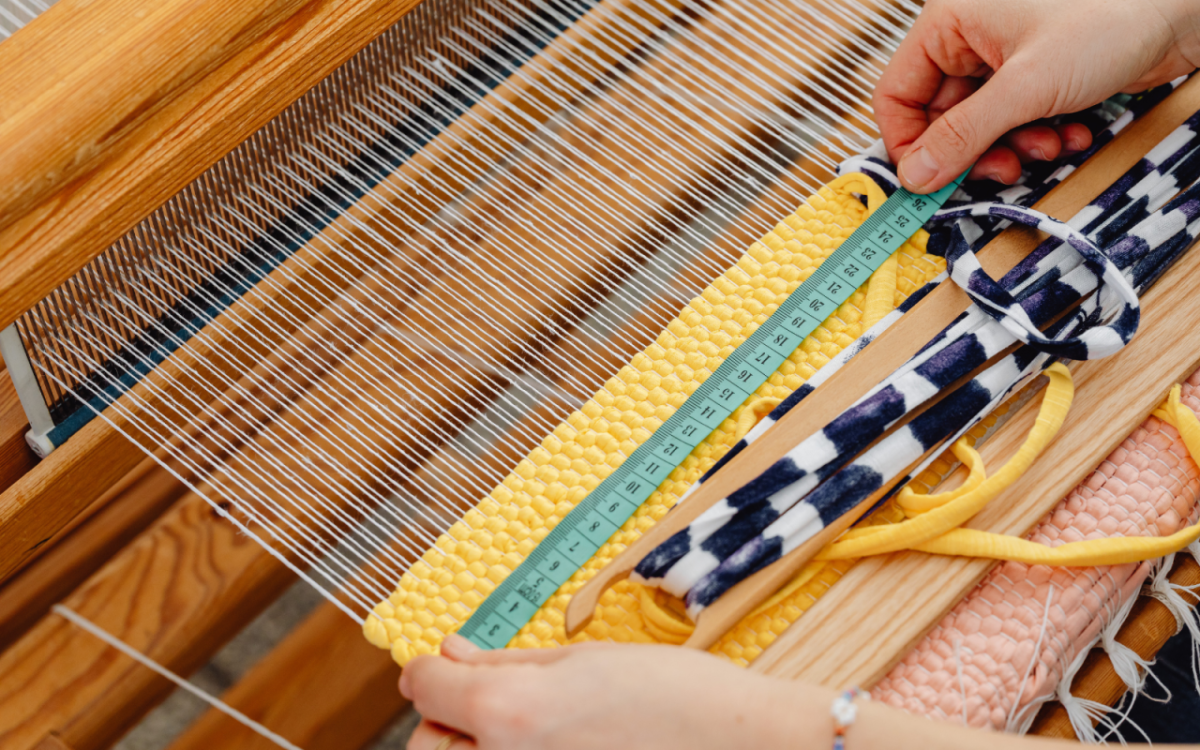Fibers on a hand loom