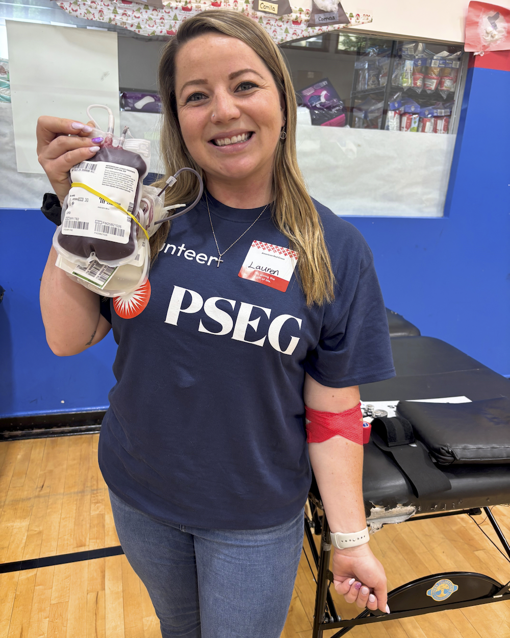 volunteer smiling after donating blood 