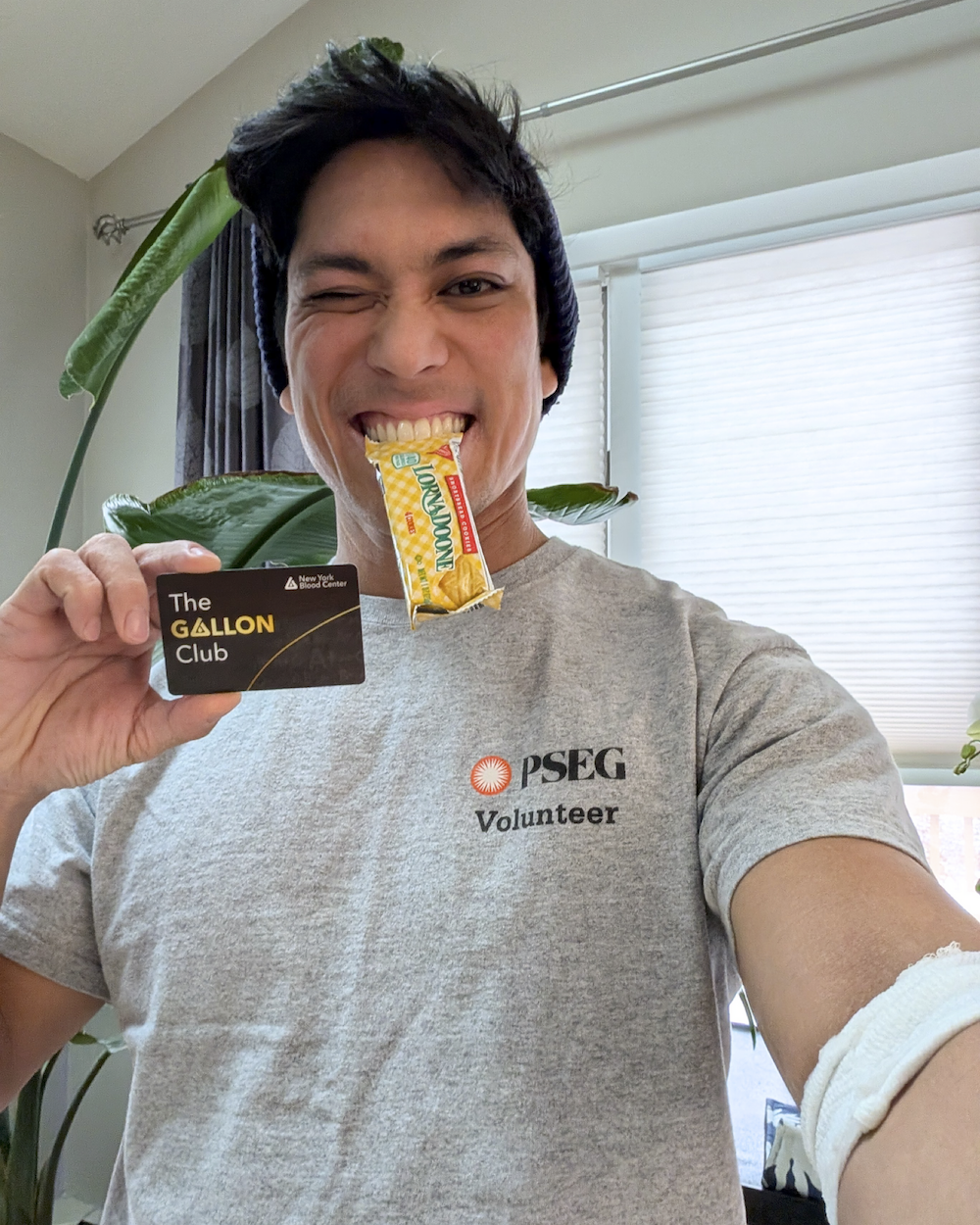 volunteer smiling after donating blood 