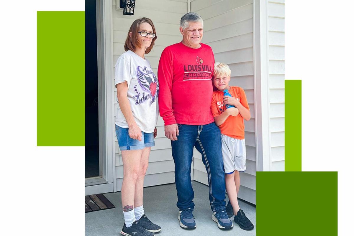 Brand family on their new porch