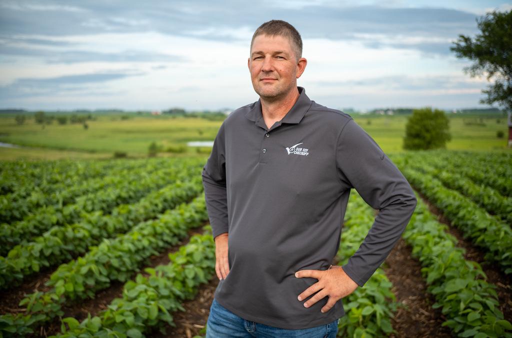 Man standing in soybean pool