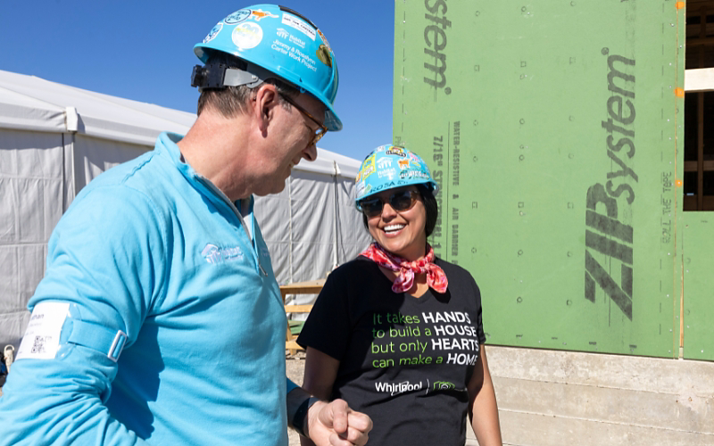 Volunteers building at the Jimmy & Rosalynn Carter Work Project in Austin, Texas