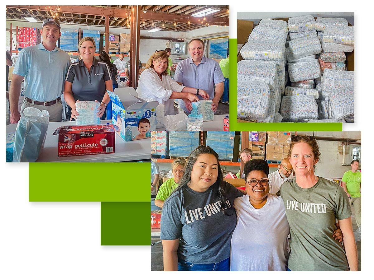 Collage of photo's of Bundles of Hope Diaper Bank