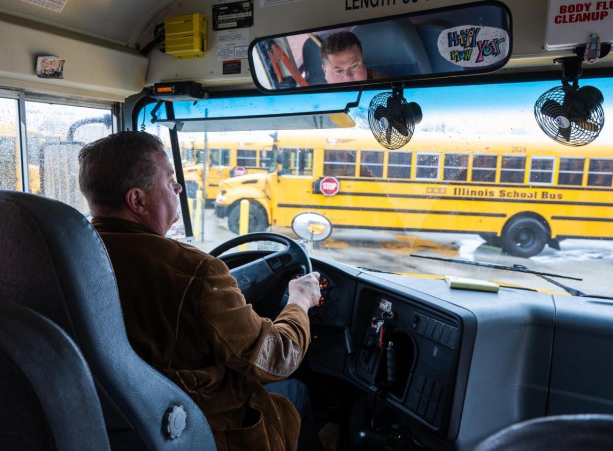 Man driving bus