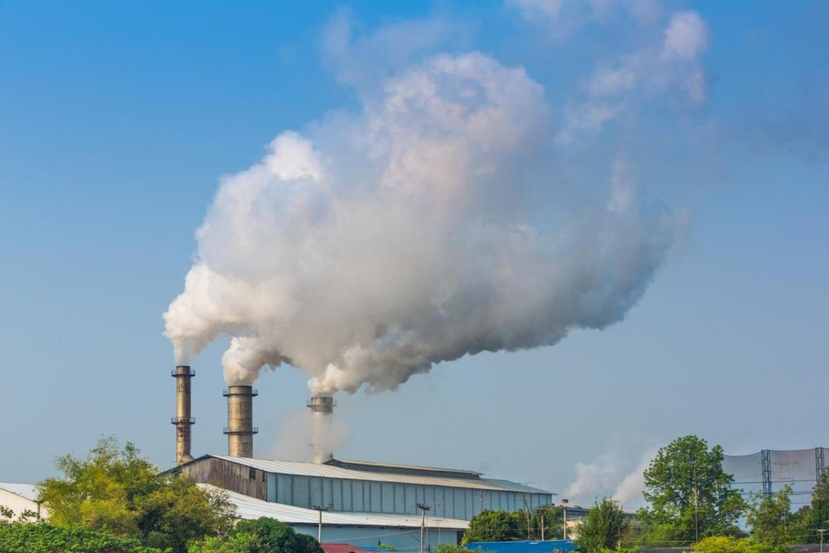 Clouds of gas emerging from smokestacks