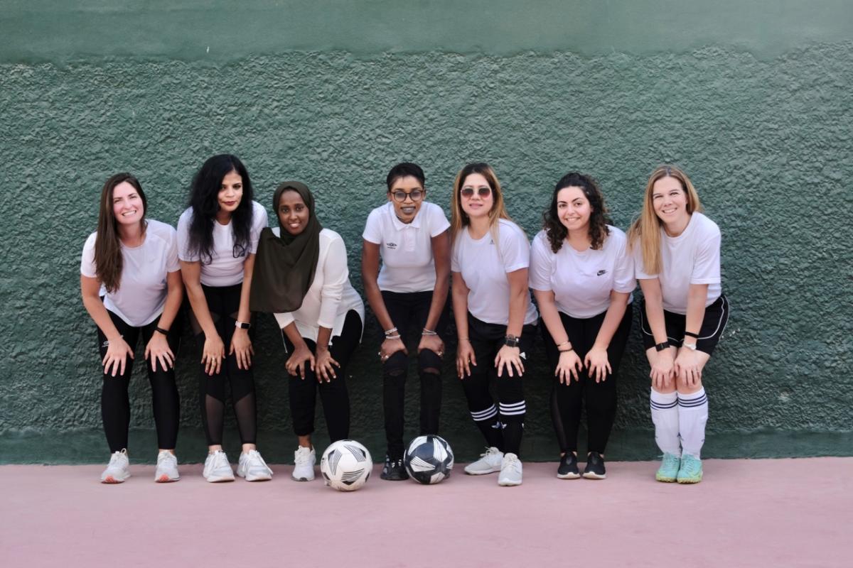 Players on the women’s football team