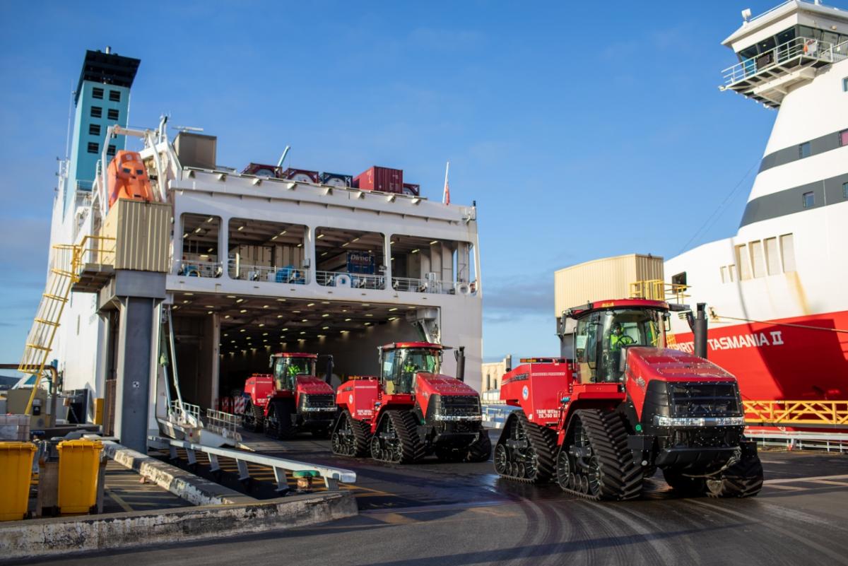 Case IH Steigers arriving in Tasmania before they head to Antarctica