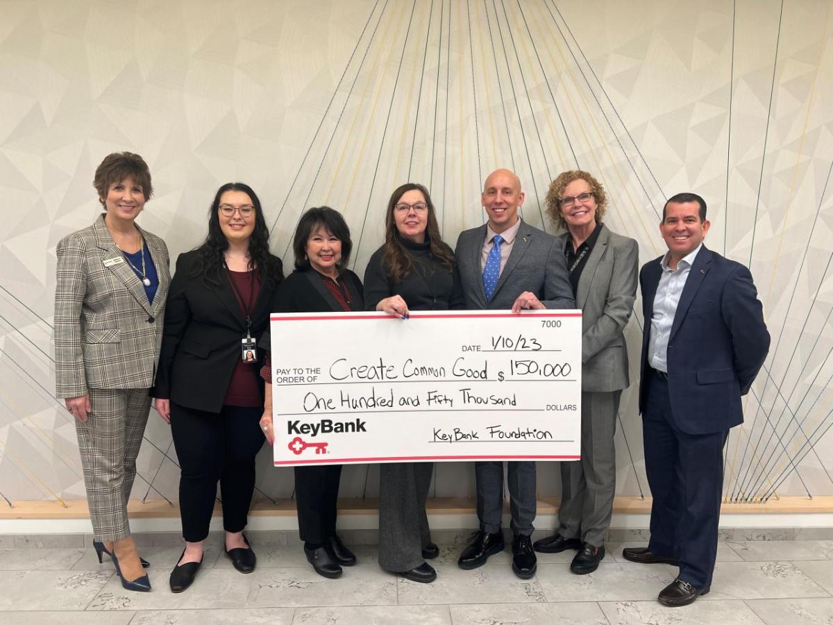 KeyBank presents grant check to Create Common Good team.