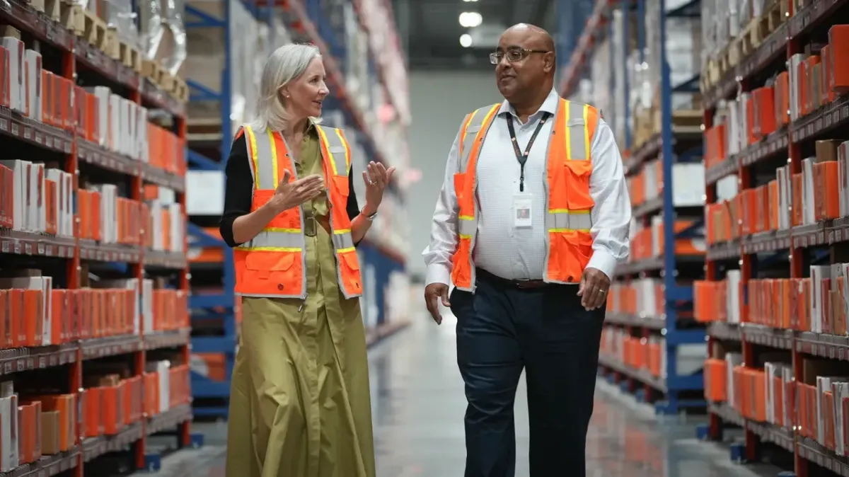 Direct Relief CEO Amy Weaver and Dr. Byron Scott, COO and President, on May 5, 2025, in Direct Relief's warehouse in Santa Barbara, California. (Lara Cooper/Direct Relief) Direct Relief CEO Amy Weaver and Dr. Byron Scott, COO and President, on May 5, 2025, in Direct Relief's warehouse in Santa Barbara, California. (Lara Cooper/Direct Relief)