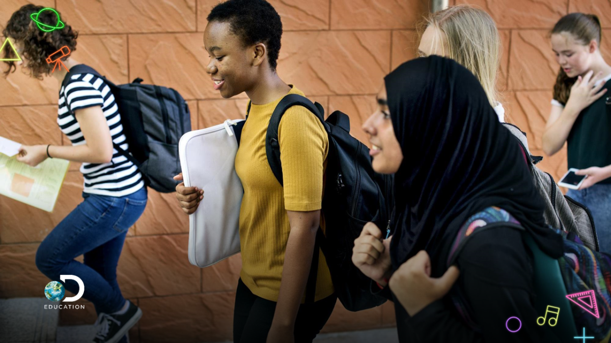 A group of students walking together